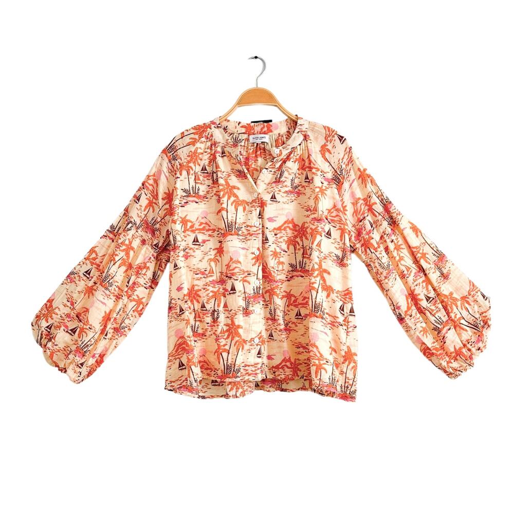 Coral Palm Print Women's Blouse